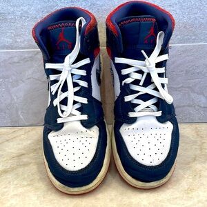 NIKE Air Jordan 1 'Olympic’ White/Midnight Navy/Varsity Red Basketball Shoes.